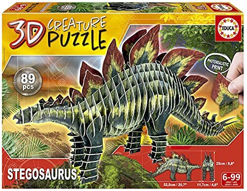 Educa Stegosaurus Creature Bouw je eigen dinosaurus. 3D-puzzel vanaf 5 jaar 19184, One Size