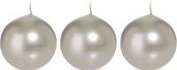 Trend Candles Bougeoir lisse - 3x - argent - 8 cm - 25 heures de combustion