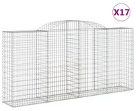 vidaXL Gabions avec arche, 17 pièces, 300x50x140/160 cm, acier galvanisé