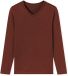 Schiesser Heren pyjamashirt Mix & Relax Lange Mouw Effen Terracotta Baumwolle XXL