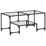 VidaXL Salontafel met Transparant Glazen Blad, Staal, Hout
