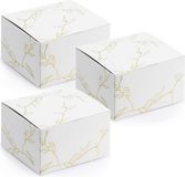 PartyDeco cadeaudoosje Nature - Bruiloft bedankje - 50x - wit/goud - papier - 6 x 4 cm