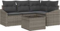 vidaXL Tuinbank Set Lichtgrijs Polyrattan