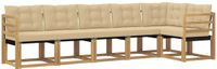 vidaXL - Hoek loungeset - 6 zitplekken - Wit en Beige - Acacia Hout