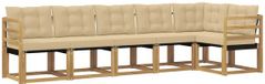 vidaXL - Salon d'angle - 6 places assises - Blanc et Beige - Acacia Bois