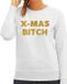 Bellatio Decorations Shoppartners Bv Foute Kersttrui / sweater - Christmas Bitch - goud / glitter - grijs - dames - kerstkleding / kerst outfit M