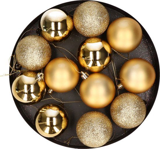 Cosy & Trendy Kerstballen - 12 stuks - 6 cm - goud - mat/glans - kunststof
