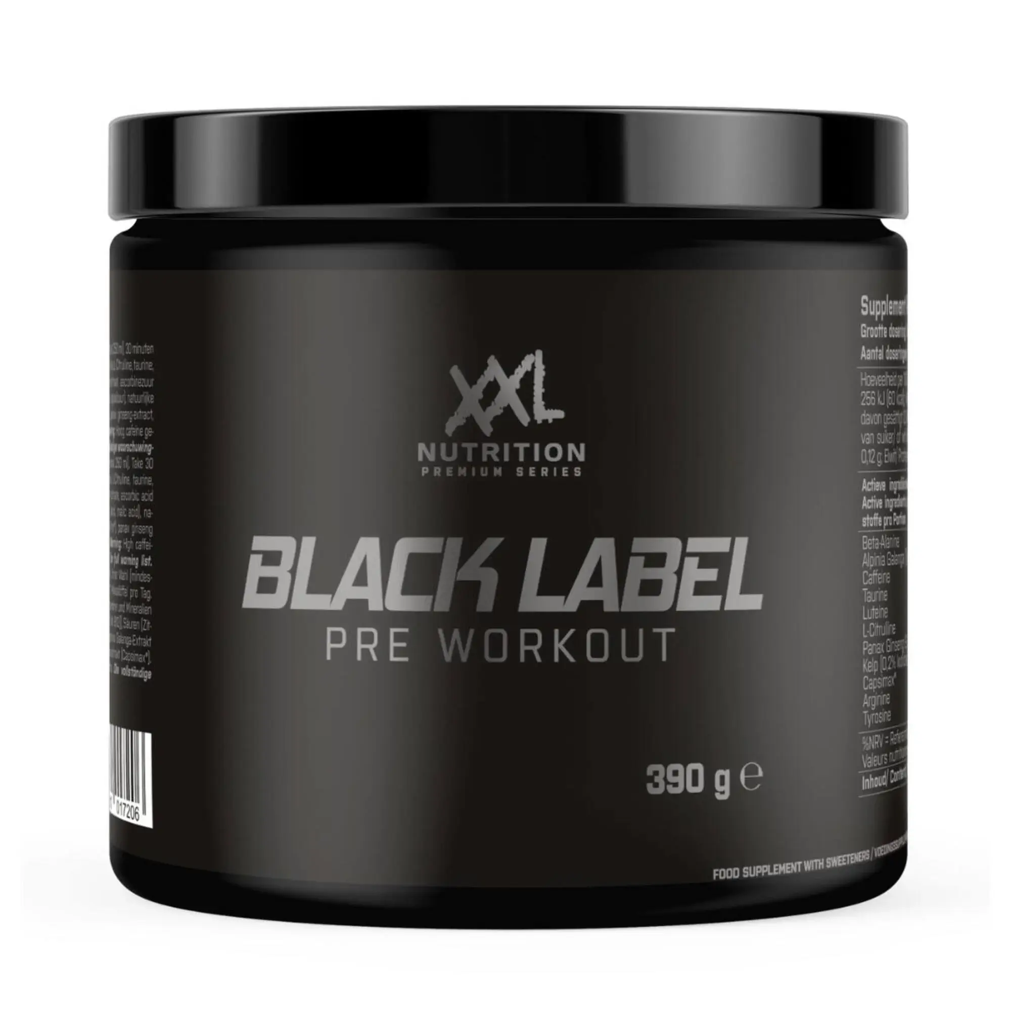 XXL Nutrition Black Label - Pre Workout - Raspberry - 390 gram