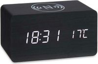 Giftdecor Tafelklok/wekker Josimity - Zwart - MDF - 15x7 cm