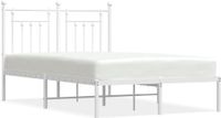 vidaXL Bedframe met hoofdbord metaal wit 135x190 cm