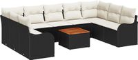 vidaXL - Tuinbank - Set - 10 - st - Zwart - poly - rattan