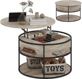 HOMCOM Salontafel-Metaal, spaanplaat-80 x 80 x 61,5 cm-Eiken