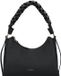 Coccinelle Leren Schoudertas Boheme Grana Double Shoulder Bag Noir / Cognac