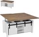VEVOR Lift Top Salontafel 100 cm, Rustieke Salontafel met Schuurdeur en Verborgen Opbergvak, Rechthoekig Hefbaar Tafelblad voor Woonkamer, Kantoor, Thuis, Woonkamertafel, Banktafel, Bruin + Wit