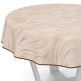 ANRO Afwasbaar tafelzeil, tuintafelkleed, abstract, beige, rond, 140 cm, met omzoomde rand