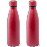 Merkloos RVS waterfles/drinkfles rood met schroefdop 790 ml - 4x Stuks