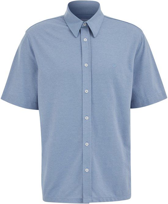 WE Fashion Heren slim fit overhemd van piquéjersey