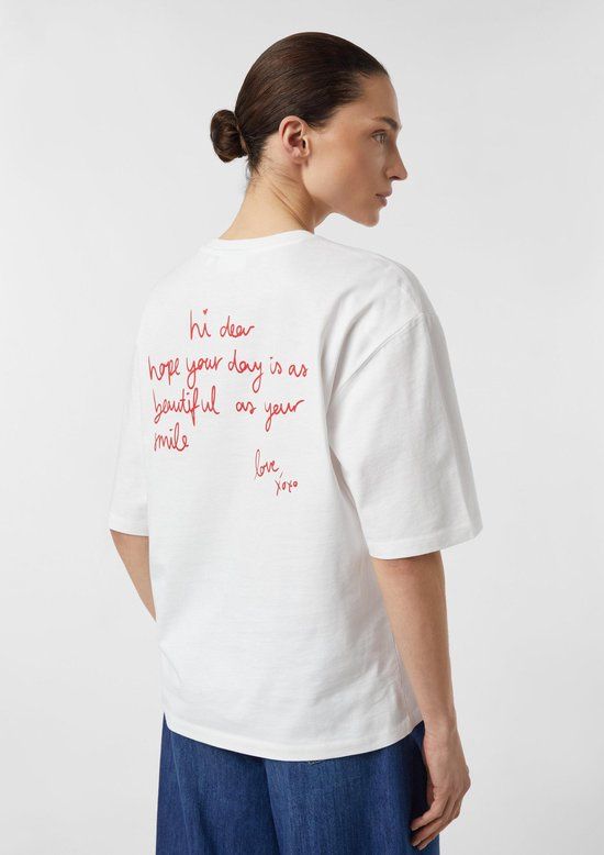 comma T-shirt met ronde hals en korte mouwen voor dames, wit, maat 42