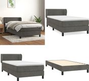 vidaXL Boxspringbed met matras, donkergrijs, 90x200 cm, fluweel