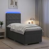 vidaXL LED Boxspringbed met Matras Donkergrijs 80 x 200 cm Stof