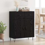vidaXL Dressoir Zwart Eiken 69,5 x 34 x 90 cm Bewerkt Hout