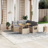 Maison Exclusive - Ensemble de meubles de jardin 6 pièces avec canapé et coussins, beige, en polyrotin