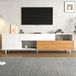 REDOM - Tv-Meubel - Hoogglans Front - Met Lade En Opbergruimtes - Modern - Voor Woonkamer - Spaanplaat - Wit En Naturel - 180 x 38 x 50 cm