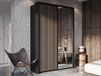 Armoire ARTIRA 2 portes coulissantes noir/wengé mali avec miroir