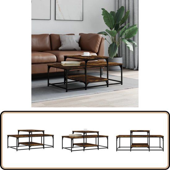 VidaXL Salontafel 102x60x45 cm bewerkt hout bruin eikenkleur