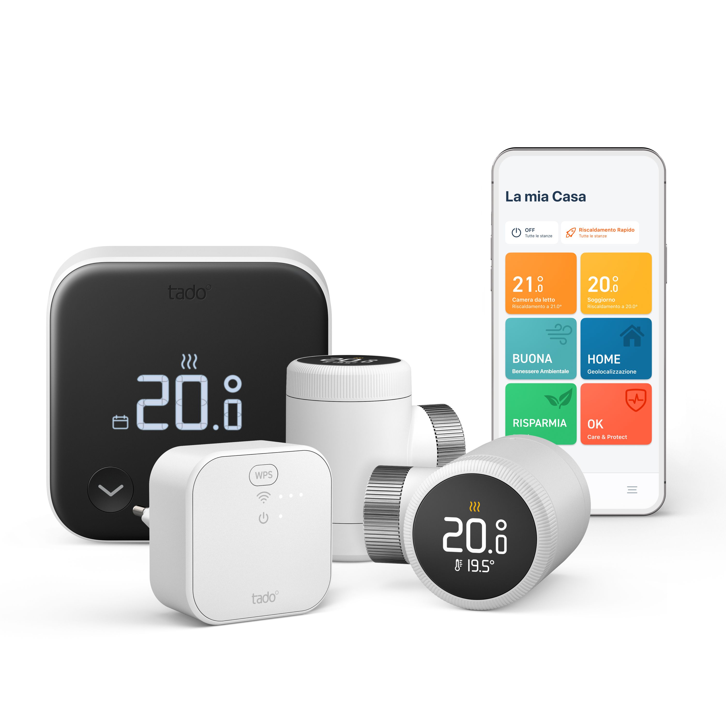 tado° Slimme Thermostaat Multi-Room Starterskit - Smart Thermostaat X - 2 Radiatorknoppen - incl. Matter Bridge - Bedraad - Zwart/Wit