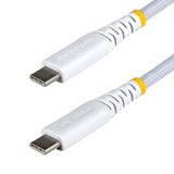 StarTech.com 15cm USB-C Laadkabel, Wit, 60W PD, Gevlochten Nylon/TPE