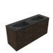 Saniclass Holz Frame Badkamermeubelset - 140x45x62cm - Vygo keramische wastafel zwart - 2 wasbakken - zonder kraangaten - 4 lades - mat eiken charcoal (hout) SW1578615/SW773934
