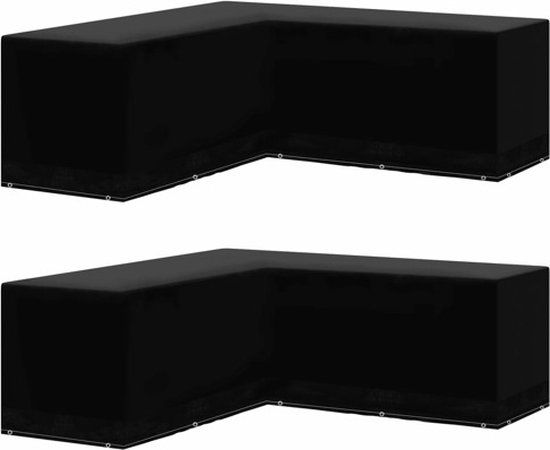 vidaXL Tuinmeubelhoezen 2 st L-vormig 12 oogjes 250x250x90 cm