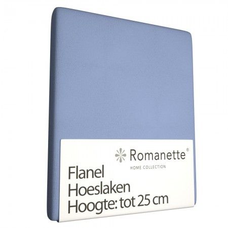 Romanette Flanellen Hoeslaken Lichtblauw - 200 x 200 cm