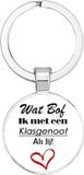 Akyol - Wat bof ik met een klasgenoot als jij Sleutelhanger - Klasgenoot - Unisex - Wit/Zwart