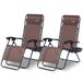 Serenelife Ligstoel, Set van 2 Ligstoelen - Verstelbare Tuinligstoelen met Zijtafel, Bekerhouders, Afneembare Kussens - Opvouwbare en Draagbare Loungestoelen voor Terras, Tuin, Strand