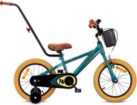 Sun Baby Verdant Bike Kinderfiets voor jongens 16 inch Donkergroen, leeftijd 4 tot 6 jaar, met zijwieltjes, duwstang, handrem