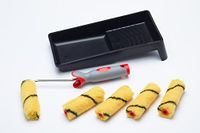 ProDec 7-delige geweven 4 inch miniverfrollers, softgrip frame en bakjesset voor een gladde afwerking van binnenmuren en plafonds met emulsieverven, 4"