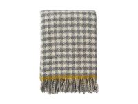 Klippan Yllefabrik Plaid Pied-de-poule en laine 130x200 cm Gris-jaune