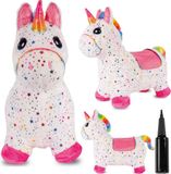Sun Baby Springdier met pomp - Eenhoorn - Wit met sterren