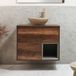 Hoxton Meuble sous lavabo suspendu - Chêne foncé - Avec vasque ovale beige (Sand) - 80 cm - Avec LED
