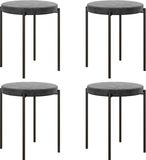 HOMCOM Set van 4 eetkamerstoelen, donkergrijs, geschikt voor eetkamer, keuken, metalen frame