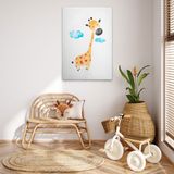 A.S. Création Canvas Kinderkamer Aquarel Giraffe - Muurschildering in wit, Geel - 50 x 75 cm - DD132522