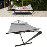 VITA5 Hamac sur pied, 2 places, avec coussin, portable, pour 2 personnes, robuste, en acier revêtu, poids max. 205 kg, hamac réglable en hauteur avec chaîne, montage sans outil