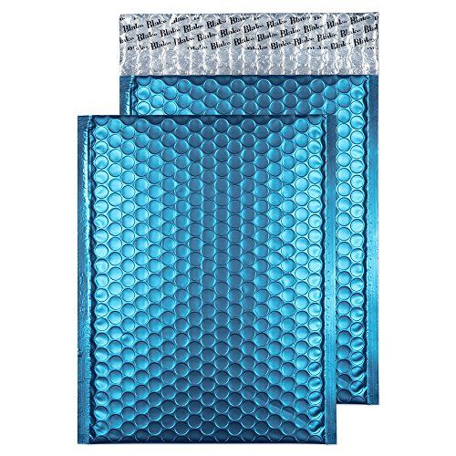 Purely Packaging luchtkussenenveloppen zelfklevend metallic 250 x 180 mm Caribisch blauw