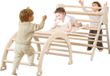 Merkloos Klimdriehoek Klimdriehoekstructuur Driehoekig klimrek Houten speeltoestel voor kinderen met klimwand, glijbaan en klimboog