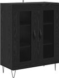 vidaXL Dressoir Zwart Eiken 69,5 x 34 x 90 cm Bewerkt Hout