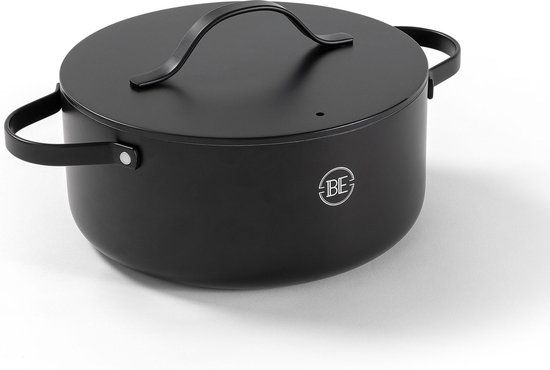 BE Living Braadpan met Deksel - Ø 28 cm (7 L) - Zwart - Essential Series