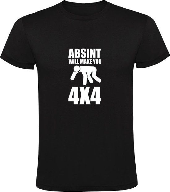 Sol's Absint will make you 4x4 Heren T-shirt Zwart - Maat S