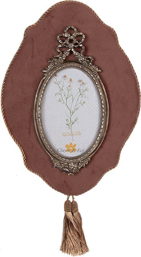 Clayre & Eef Fotolijst 10x15 cm Roze Goudkleurig Kunststof Glas Wanddecoratie